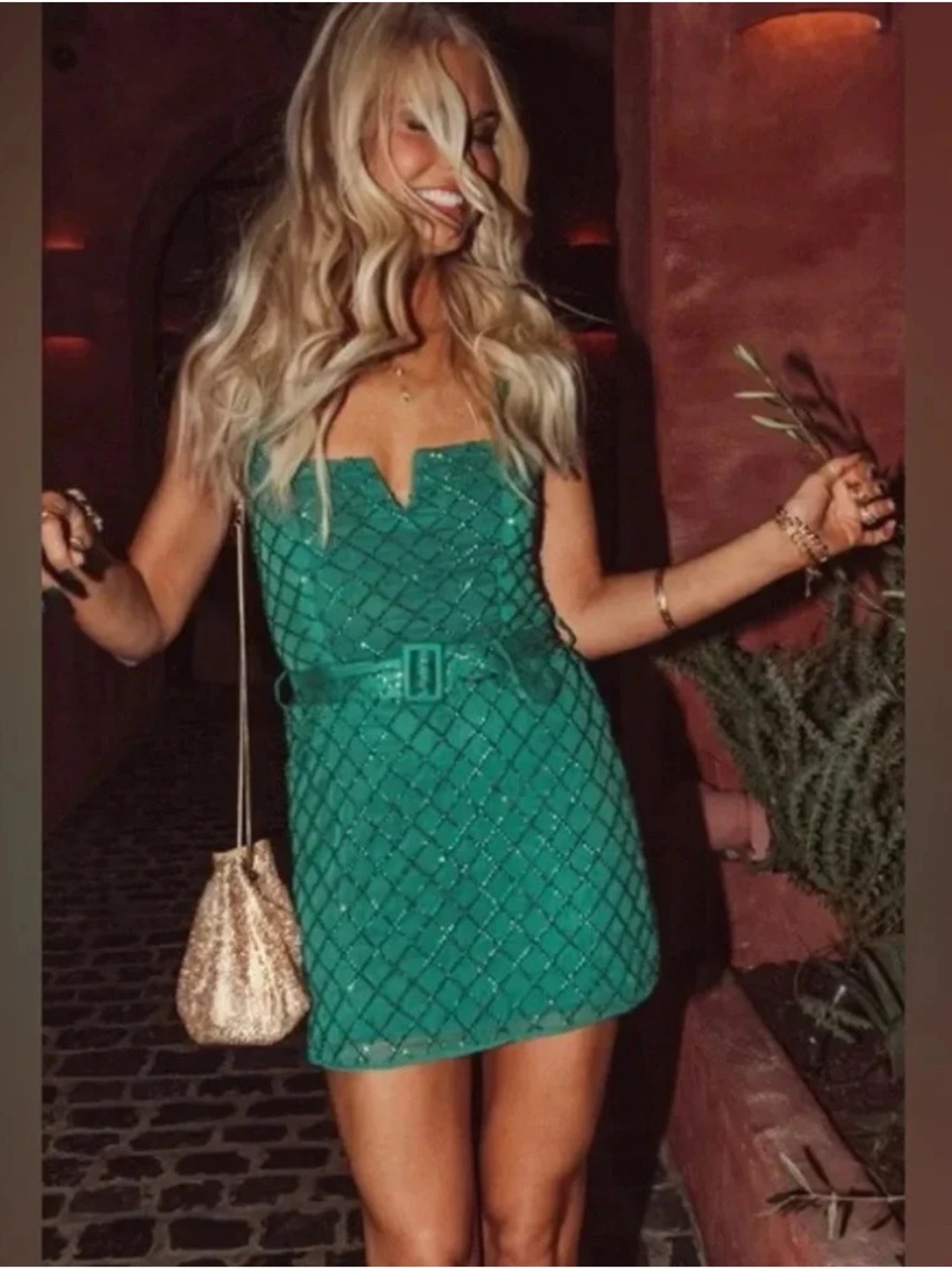 Show Me Your Mumu Twilight Mini Dress Emerald Beaded Cocktail Dress Revolve - S